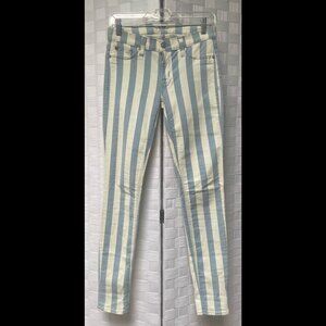 Hudson Krista Blue White Stripe Preppy Skinny Jeans Size 26